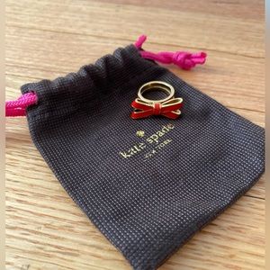 Kate Spade Ribbon ring. Size 7. Gold and Red